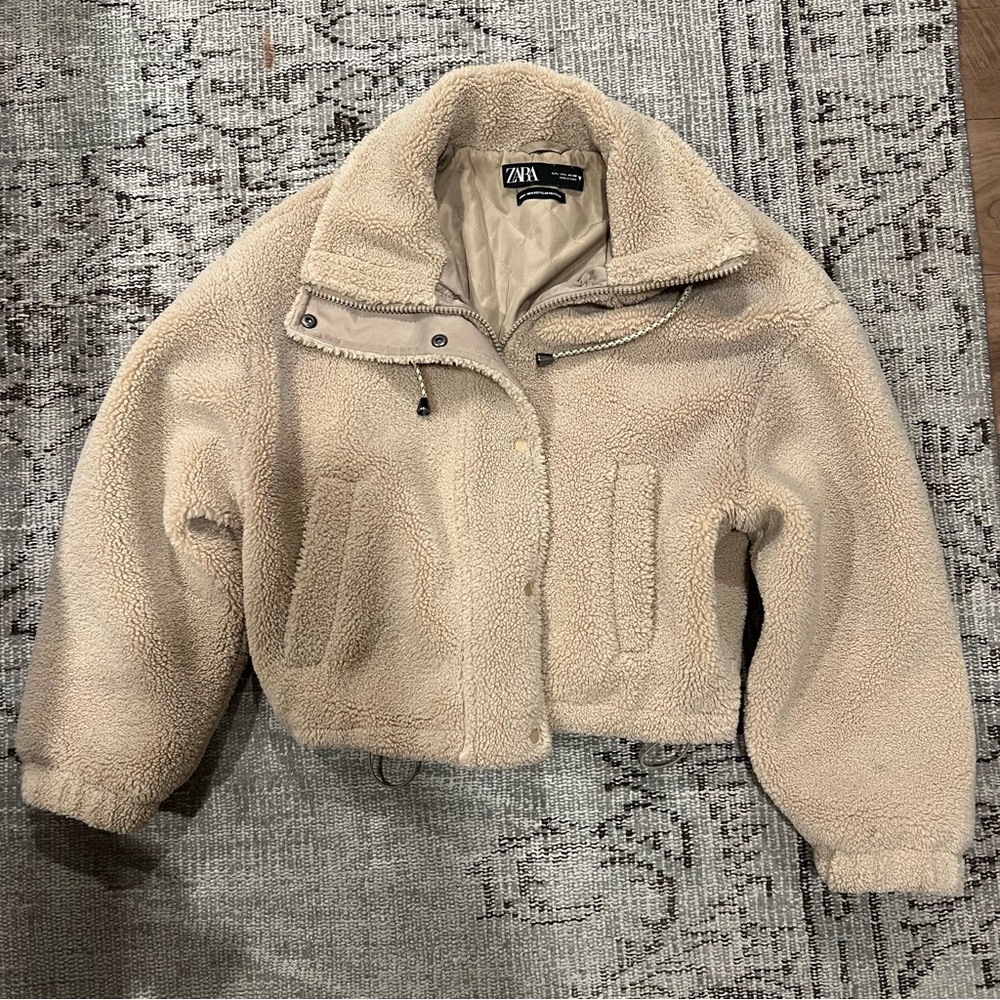 Zara Cropped Teddy Jacket